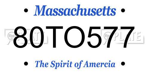 80TO577 Massachusetts License Plate
