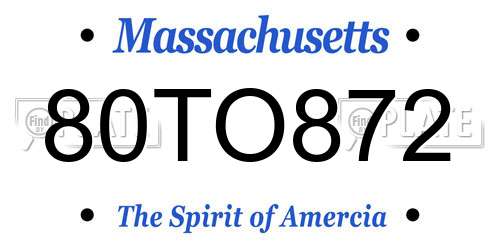 80TO872 Massachusetts License Plate