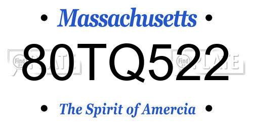 80TQ522 Massachusetts License Plate