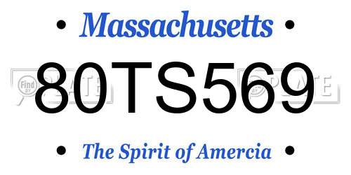 80TS569 Massachusetts License Plate