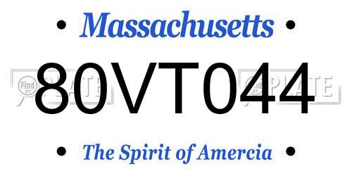 80VT044 Massachusetts License Plate