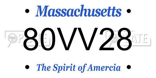 80VV28 Massachusetts License Plate