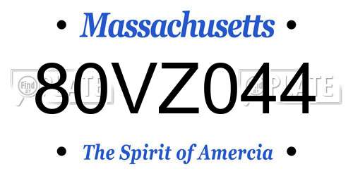 80VZ044 Massachusetts License Plate