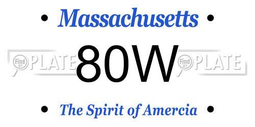 80W Massachusetts License Plate