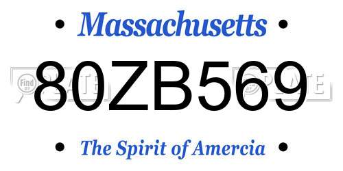 80ZB569 Massachusetts License Plate