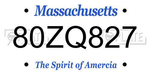 80ZQ827 Massachusetts License Plate