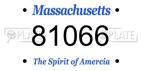 81066 Massachusetts License Plate