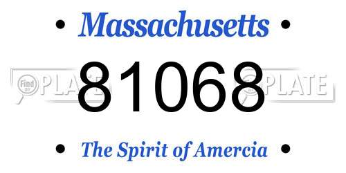 81068 Massachusetts License Plate