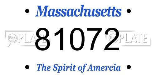 81072 Massachusetts License Plate