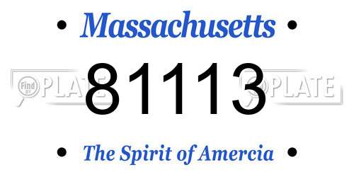 81113 Massachusetts License Plate