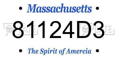 81124D3 Massachusetts License Plate