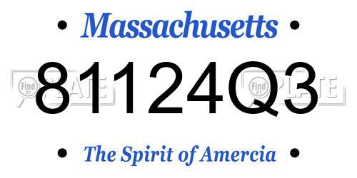 81124Q3 Massachusetts License Plate