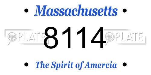 8114 Massachusetts License Plate