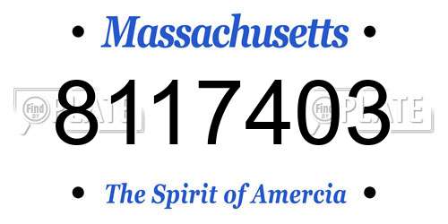 8117403 Massachusetts License Plate