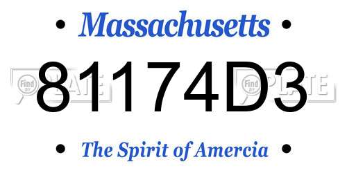 81174D3 Massachusetts License Plate