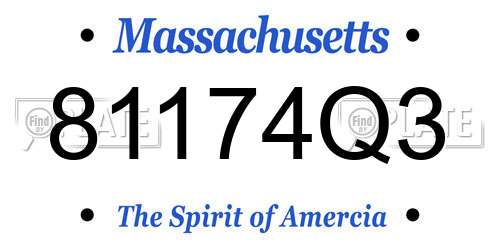 81174Q3 Massachusetts License Plate