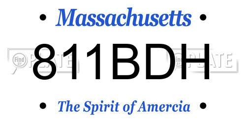 811BDH Massachusetts License Plate