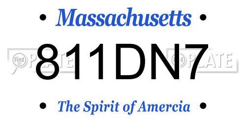 811DN7 Massachusetts License Plate