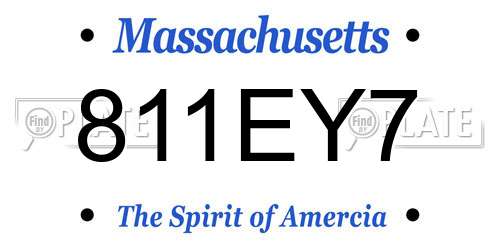 811EY7 Massachusetts License Plate