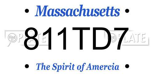 811TD7 Massachusetts License Plate