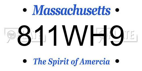 811WH9 Massachusetts License Plate