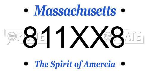 811XX8 Massachusetts License Plate