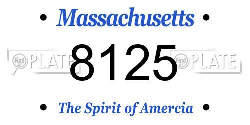 8125 Massachusetts License Plate