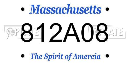 812A08 Massachusetts License Plate
