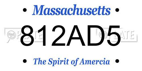 812AD5 Massachusetts License Plate