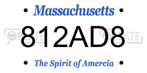 812AD8 Massachusetts License Plate