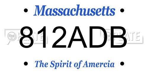 812ADB Massachusetts License Plate