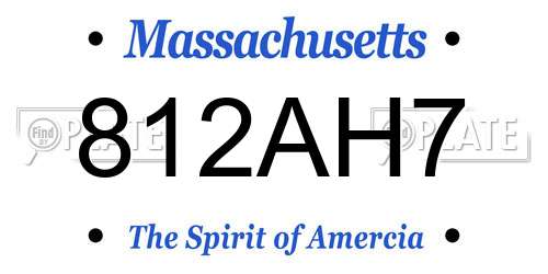 812AH7 Massachusetts License Plate