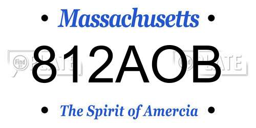 812AOB Massachusetts License Plate