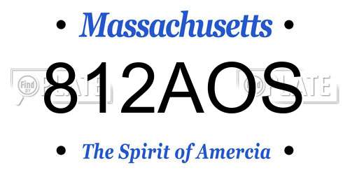 812AOS Massachusetts License Plate