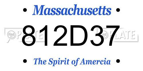 812D37 Massachusetts License Plate