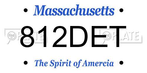 812DET Massachusetts License Plate