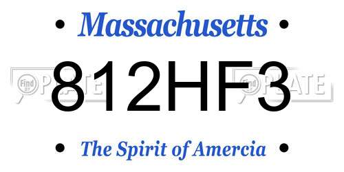 812HF3 Massachusetts License Plate