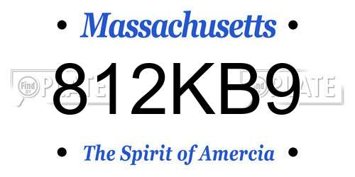 812KB9 Massachusetts License Plate