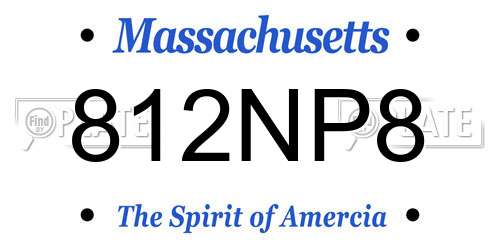 812NP8 Massachusetts License Plate