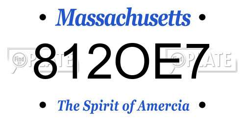 812OE7 Massachusetts License Plate
