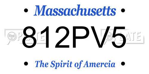 812PV5 Massachusetts License Plate