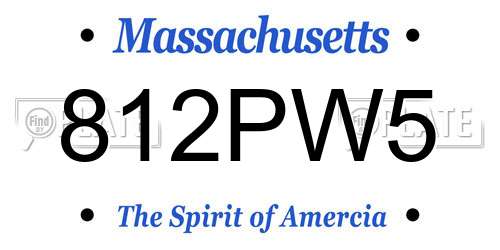 812PW5 Massachusetts License Plate