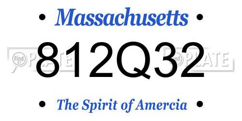 812Q32 Massachusetts License Plate