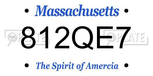 812QE7 Massachusetts License Plate