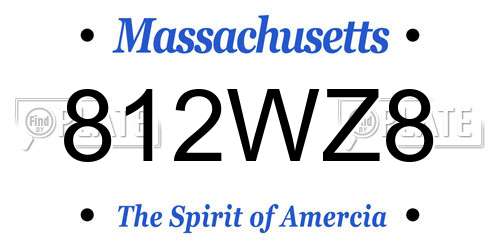 812WZ8 Massachusetts License Plate
