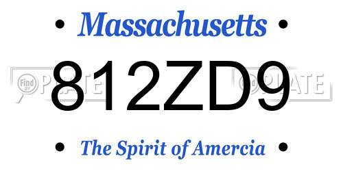 812ZD9 Massachusetts License Plate