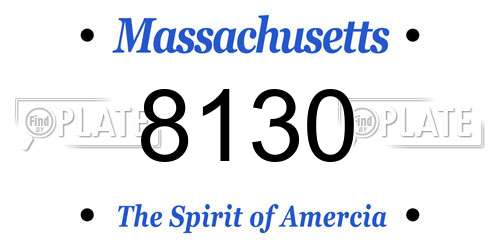 8130 Massachusetts License Plate