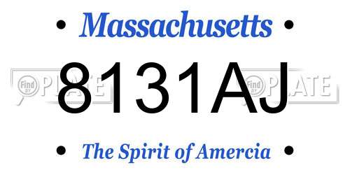 8131AJ Massachusetts License Plate