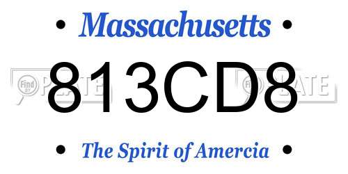 813CD8 Massachusetts License Plate