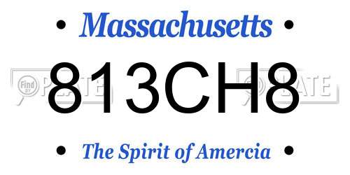 813CH8 Massachusetts License Plate